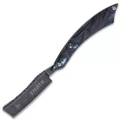 Grim Reaper Folding Razor Knife - 3Cr13 Stainless Steel Blade, Anodized Aluminum Handle, Filework - Length 9" -Knife Shop D19 BK5549