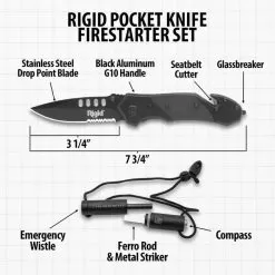 Rigid Pocket Knife And Firestarter Set - Stainless Steel Blade, G10 And Aluminum Construction 11 Rigid Pocket Knife And Firestarter Set - Stainless Steel Blade, G10 And Aluminum Construction -Knife Shop D19 BK5812