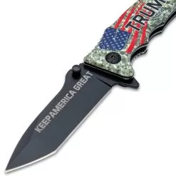 Trump 2024 Keep America Great Pocket Knife - Stainless Steel Blade, Assisted Opening, 3-D Printed Handle, Seatbelt Cutter -Knife Shop D19 BK5852