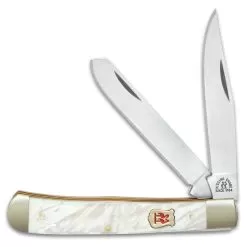 Kissing Crane Genuine Pearl Trapper Pocket Knife -Knife Shop D19 KC5492
