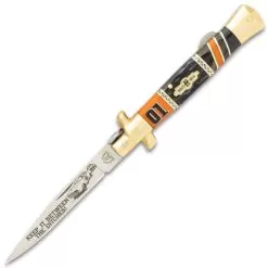 Kissing Crane General Lee Stiletto Knife - Stainless Steel Blade, Jigged Bone And Wood Handle, Nickel Silver Bolsters - Closed 5" -Knife Shop D19 KC5882