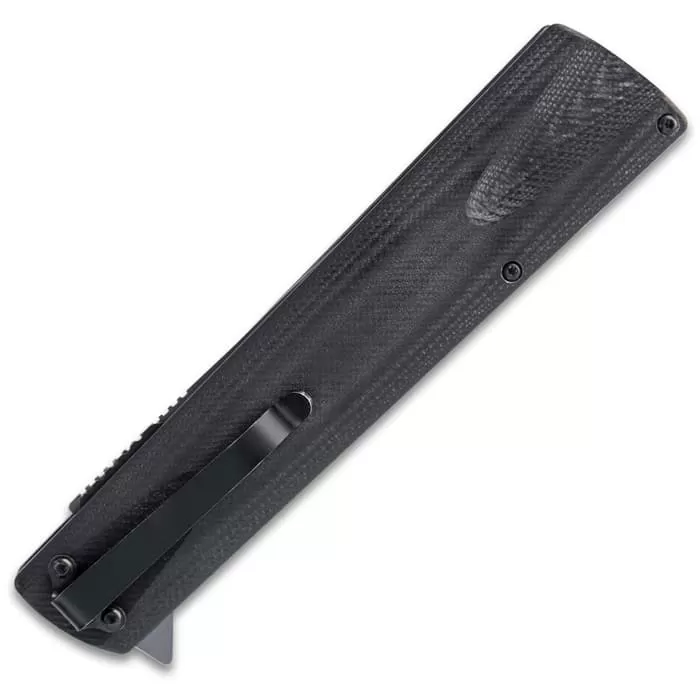 Shinwa Kuroi Assisted Opening Razor - Ti-Coated Stainless Blade, G10 Handle Scales - Length 10 1/2” 5 Shinwa Kuroi Assisted Opening Razor - Ti-Coated Stainless Blade, G10 Handle Scales - Length 10 1/2” - Image 3