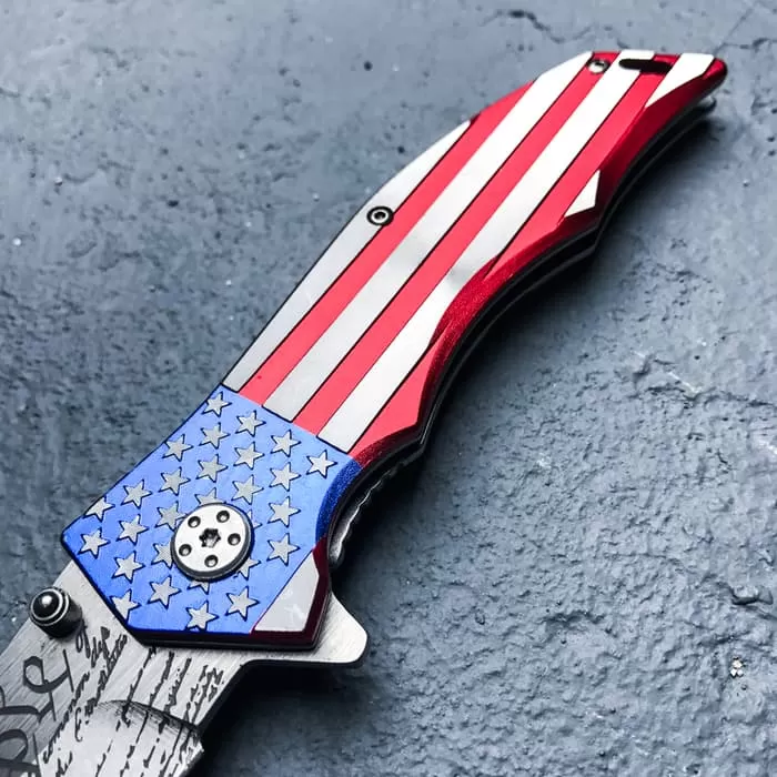 MTech "We The People" Assisted Opening Pocket Knife - US Constitution Blade Etching; US Flag Handle 5 MTech "We The People" Assisted Opening Pocket Knife - US Constitution Blade Etching; US Flag Handle - Image 3