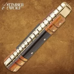 Timber Wolf Brass Barrister Pocket Knife - Damascus Steel Blade, Wooden Handle, Brass Pins And Liners - Closed 4 1/2” 11 Timber Wolf Brass Barrister Pocket Knife - Damascus Steel Blade, Wooden Handle, Brass Pins And Liners - Closed 4 1/2” -Knife Shop D19 TW1195