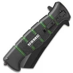 USMC Cleaver Maximum Assisted Opening Pocket Knife - Stainless Steel Blade, Non-Reflective, TPR Handle, Pocket Clip -Knife Shop D19 UC3342