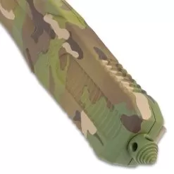 M48 Camo Automatic OTF Knife - Stainless Steel Blade, Cerakote Coated TPU Handle, Slide Trigger, Pocket Clip - Length 9 1/2" -Knife Shop E04 UC3580