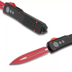 Digi-Red OTF Automatic Knife And Sheath - Stainless Steel Blade, Aluminum Handle, Pocket Clip - Length 8 3/4" 9 Digi-Red OTF Automatic Knife And Sheath - Stainless Steel Blade, Aluminum Handle, Pocket Clip - Length 8 3/4" -Knife Shop E04 VB1894