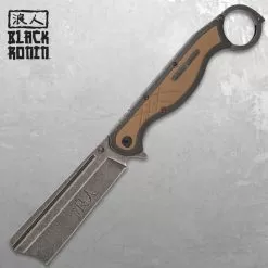 Black Ronin Straight Razor Pocket Knife - 3Cr13 Stainless Steel Blade, ABS And TPR Handle, Assisted Opening - Closed 7” -Knife Shop E17 UC3416