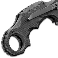 Delta Defender Assisted Opening Black Karambit Knife - Stainless Steel Blade, Non-Reflective Coating, G10 Handle Scales, Pocket Clip -Knife Shop E19 BK4267