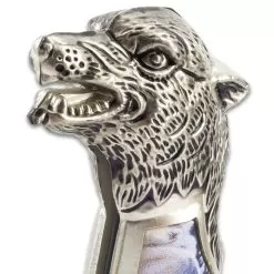 Winter Wolf Pocket Knife - 3Cr13 Stainless Steel, Sculpted Cast Metal And TPU Handle, Colorful Artwork, Liner Lock - Closed 5” -Knife Shop E19 BK4885