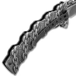 Havoc Chain Link Assisted Opening Pocket Knife - Stainless Steel Blade, Stainless Steel Molded Handle, Pocket Clip -Knife Shop E19 BK4924