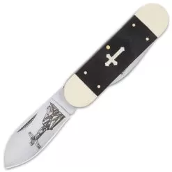 Salvation Elephant Toe Pocket Knife - Stainless Steel Blades, Bone Handle Scales, Nickel-Silver Bolsters, Brass Pins -Knife Shop E19 BK5678