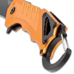 Rigid Multi-Function Knife With Carabiner Clip - 3Cr13 Stainless Steel Blade, Orange Aluminum Handle, Assisted Opening 9 Rigid Multi-Function Knife With Carabiner Clip - 3Cr13 Stainless Steel Blade, Orange Aluminum Handle, Assisted Opening -Knife Shop E19 BK5749