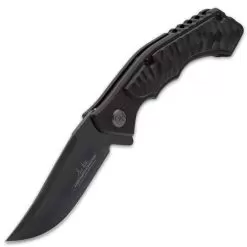 Hibben Black Whirlwind Pocket Knife - 7Cr17 Stainless Steel Blade, G10 And 6061 Aluminum Handle, Pocket Clip -Knife Shop E19 GH5114