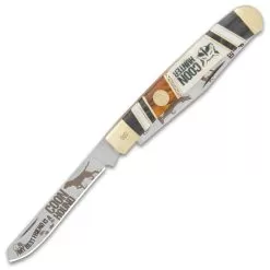 Kissing Crane Coon Hunter Trapper Pocket Knife - Stainless Steel Blades, Wood And Glass, Handle Scales, Nickel Silver Bolsters -Knife Shop E19 KC5856