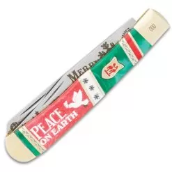 Kissing Crane 2022 Christmas Trapper Knife - Stainless Steel Blades, Bone Handle Scales, Nickel Silver Bolsters, Individually Serialized -Knife Shop E19 KC5876