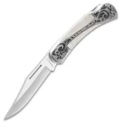 Timber Wolf Gentleman’s Pearl Pocket Knife - Lock Back, Stainless Steel Blade, Genuine Pearl Inlays, Nickel Silver Bolsters -Knife Shop E19 TW1162