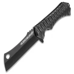 Xenoburn Assisted Opening Cleaver Pocket Knife - Black Titanium Coated Steel Blade, Textured TPU Handle, Pocket Clip, Lanyard Hole -Knife Shop F19 BK4288