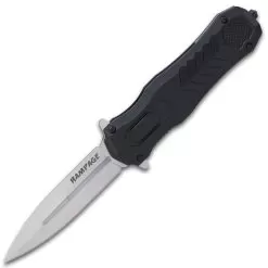 Rampage Faux OTF Knife - Stainless Steel Blade, Textured TPU Handle, Liner Lock, Pocket Clip, Glassbreaker -Knife Shop F19 BK5460