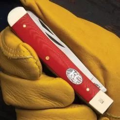 Kissing Crane Red American Series Trapper Knife - Stainless Steel Blades, G10 Handle Scales, Nickel Silver Bolsters -Knife Shop F19 KC5860