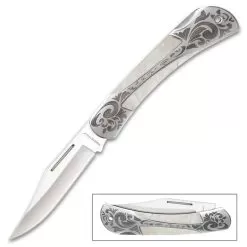 Timber Wolf Gentleman’s Pearl Pocket Knife - Lock Back, Stainless Steel Blade, Genuine Pearl Inlays, Nickel Silver Bolsters -Knife Shop F19 TW1162