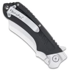 Honshu Sekyuriti Razor Pocket Knife - D2 Tool Steel Blade, G10 Handle Scales, Pocket Clip, Lanyard Hole - Closed 4 7/8” -Knife Shop F19 UC3452