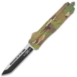 M48 Camo Automatic OTF Knife - Stainless Steel Blade, Cerakote Coated TPU Handle, Slide Trigger, Pocket Clip - Length 9 1/2" -Knife Shop G04 UC3580