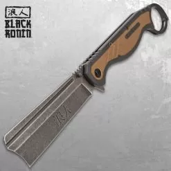 Black Ronin Straight Razor Pocket Knife - 3Cr13 Stainless Steel Blade, ABS And TPR Handle, Assisted Opening - Closed 7” -Knife Shop G17 UC3416