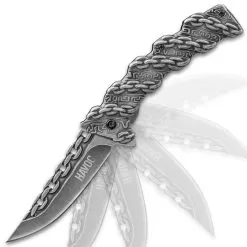 Havoc Chain Link Assisted Opening Pocket Knife - Stainless Steel Blade, Stainless Steel Molded Handle, Pocket Clip -Knife Shop G19 BK4924
