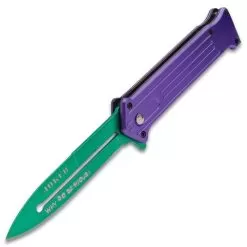 Joker Assisted Opening Stiletto Pocket Knife - Batman Switch 13 Joker Assisted Opening Stiletto Pocket Knife - Batman Switch -Knife Shop G19 BK5054