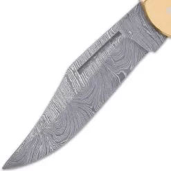 Timber Wolf Chief Executive Pocket Knife - Damascus Steel Blade, Wooden Handle Scales, Brass Bolsters, Fileworked Spine -Knife Shop H19 TW723