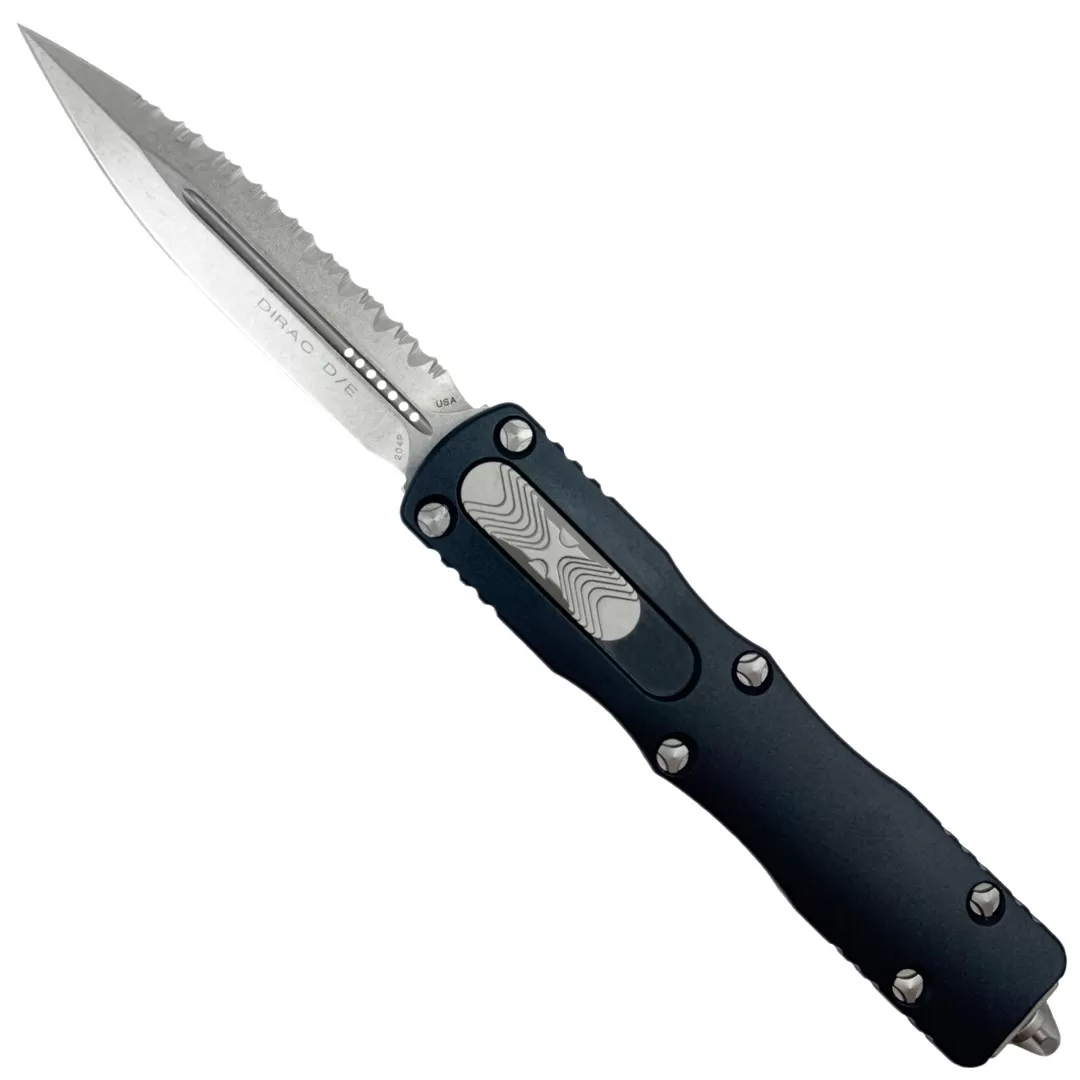 Microtech Dirac Dagger OTF Auto Knife, Stonewash Serrated Blade