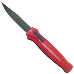 Piranha P-19RT Red Rated-R OTF Auto Knife, 154CM Black Blade