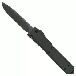 Microtech Signature Series 121-16CFS Carbon Fiber Contoured Ultratech S/E OTF Auto Knife, Damascus Blade