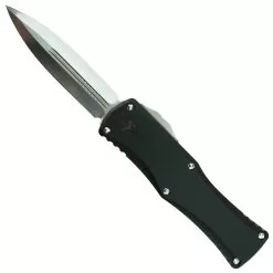Marfione Custom Hera Black Anodized Alloy OTF Knife, Satin Dagger Blade