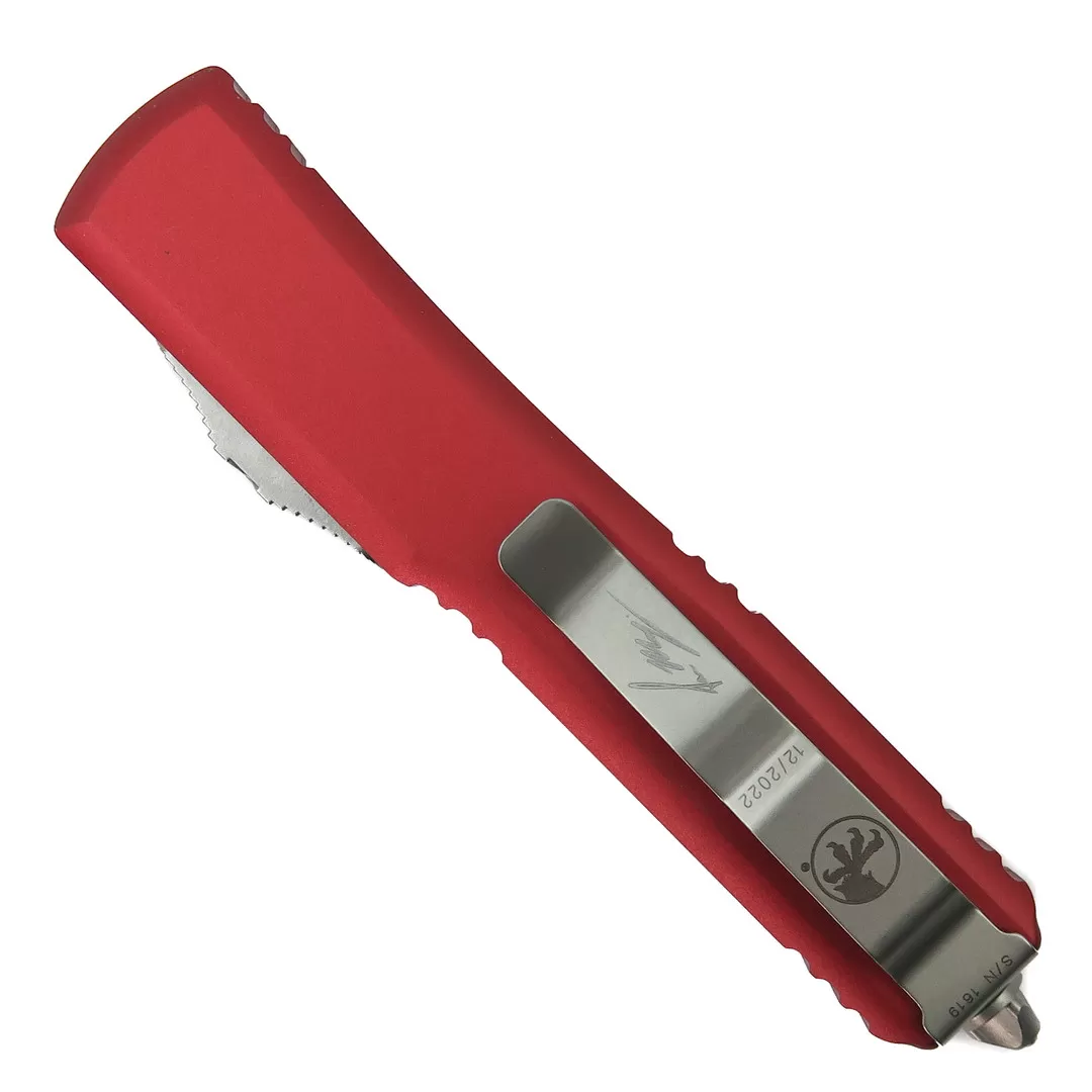 Microtech Red Signature Series Warhound Ultratech OTF, Stonewash Blade 4 Microtech Red Signature Series Warhound Ultratech OTF, Stonewash Blade - Image 2