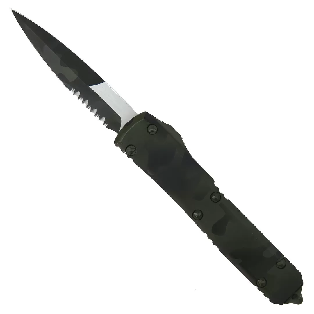 Microtech Signature Series Olive Camo Ultratech OTF Auto Knife, Part Serrated Bayonet 3 Microtech Signature Series Olive Camo Ultratech OTF Auto Knife, Part Serrated Bayonet
