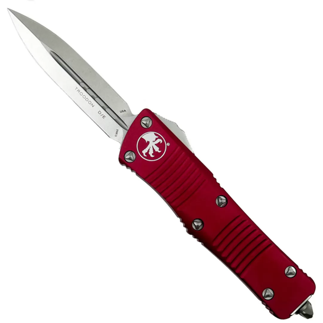 Microtech Red Troodon Dagger OTF Auto Knife, Stonewash Blade 3 Microtech Red Troodon Dagger OTF Auto Knife, Stonewash Blade