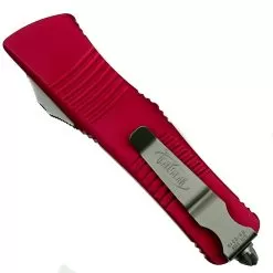 Microtech Red Troodon Double Edge OTF Knife, Satin Dagger Blade