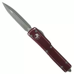 Microtech Distressed Merlot UTX-70 OTF Auto Knife, Apocalyptic Blade