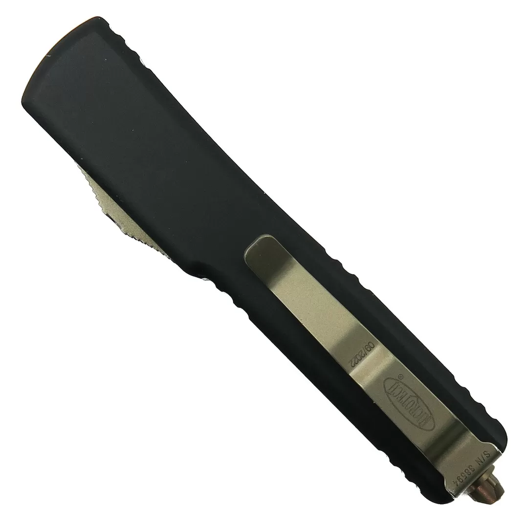 Microtech Black UTX-70 OTF Auto Knife, Bronze Dagger Blade 4 Microtech Black UTX-70 OTF Auto Knife, Bronze Dagger Blade - Image 2