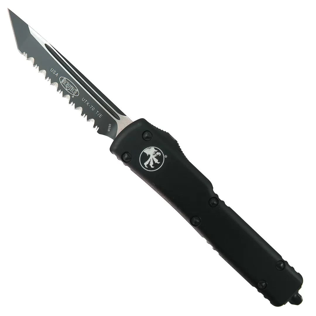 Microtech UTX70 OTF Auto Knife, Black Tanto Serrated Blade 3 Microtech UTX70 OTF Auto Knife, Black Tanto Serrated Blade