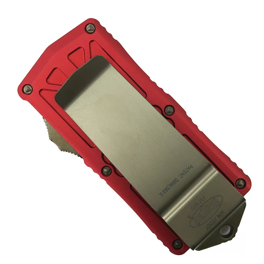 Microtech Red Exocet OTF Auto Knife, Bronze Stonewash Blade 4 Microtech Red Exocet OTF Auto Knife, Bronze Stonewash Blade - Image 2