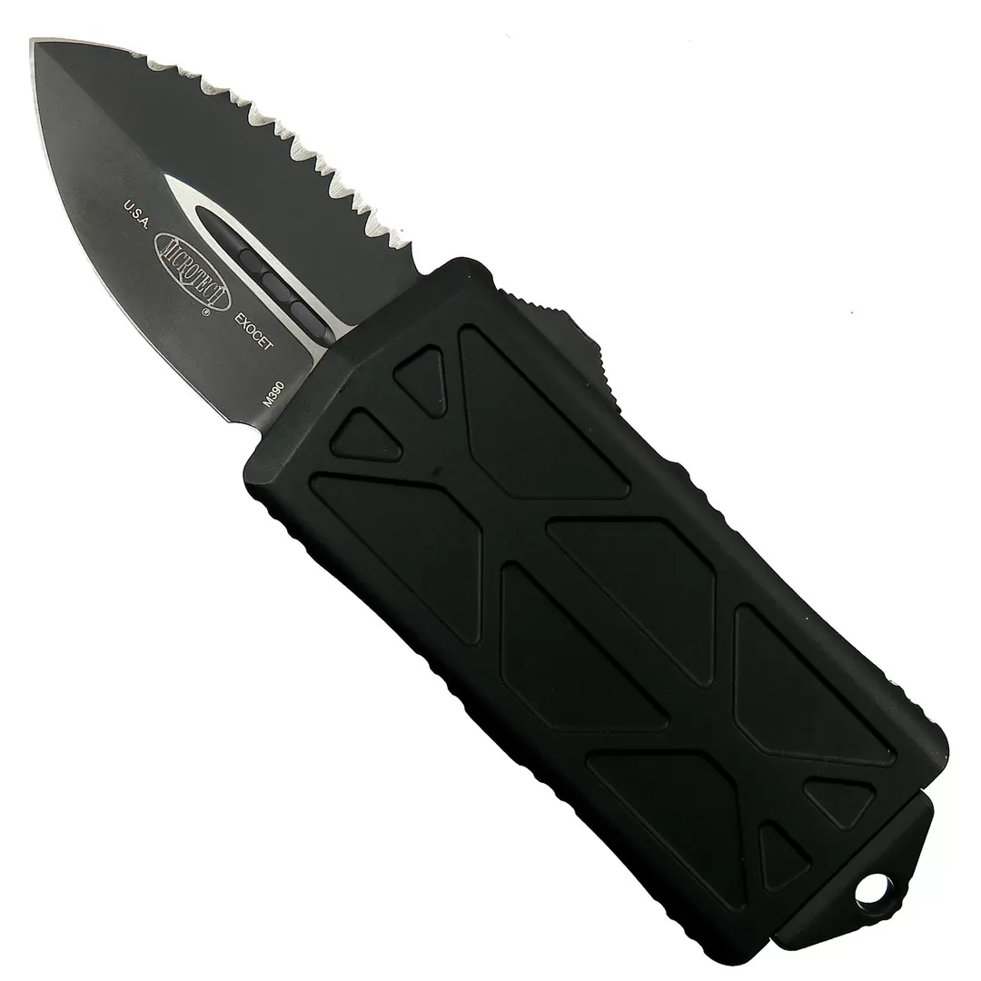 Microtech Tactical Exocet OTF Auto Knife, Black Serrated Blade 3 Microtech Tactical Exocet OTF Auto Knife, Black Serrated Blade