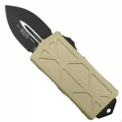 Microtech "Blade Show 40" Exocet Champagne OTF Auto Knife, Black Blade
