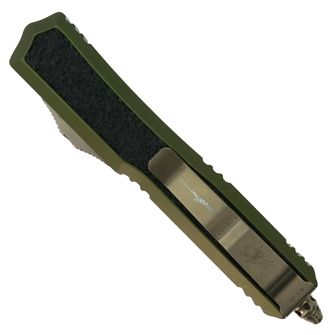 Microtech Signature Series OD Green Makora OTF Knife, Bronzed Dagger Blade 4 Microtech Signature Series OD Green Makora OTF Knife, Bronzed Dagger Blade - Image 2