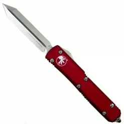Microtech Red Ultratech Spartan OTF Auto Knife, Stonewash Blade