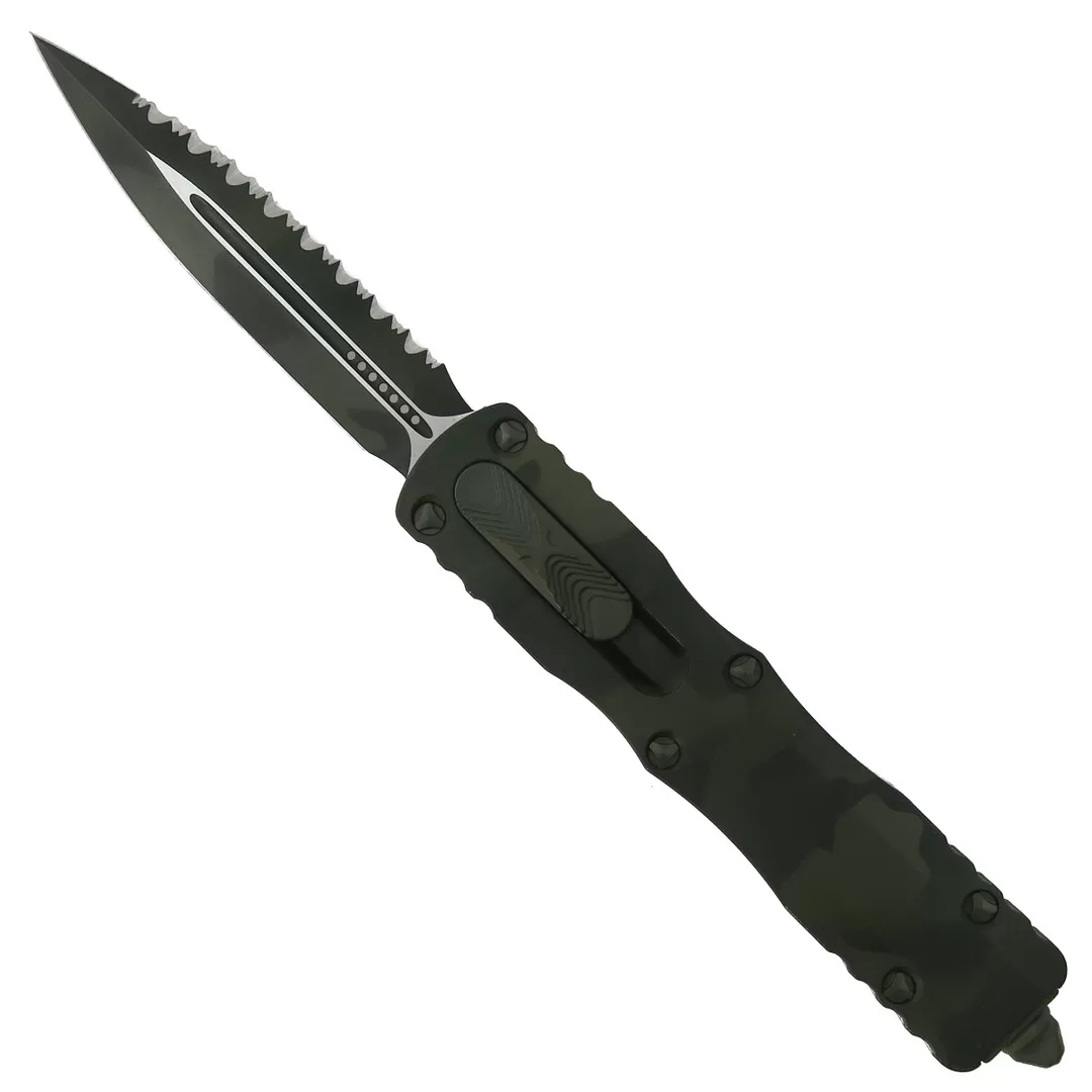 Microtech Signatures Series Olive Camo Dirac Dagger OTF Knife, Dagger Blade