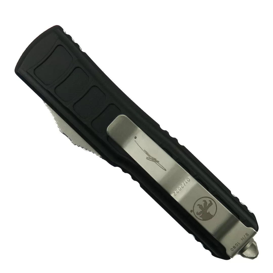 Microtech Signature Series UTX-85 OTF II Auto Knife, Stonewash Part Serrated Blade 4 Microtech Signature Series UTX-85 OTF II Auto Knife, Stonewash Part Serrated Blade - Image 2