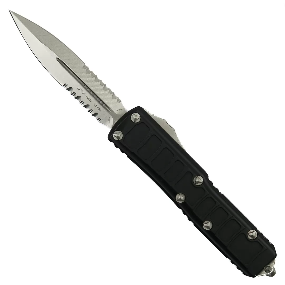 Microtech Signature Series UTX-85 OTF II Auto Knife, Stonewash Part Serrated Blade 3 Microtech Signature Series UTX-85 OTF II Auto Knife, Stonewash Part Serrated Blade